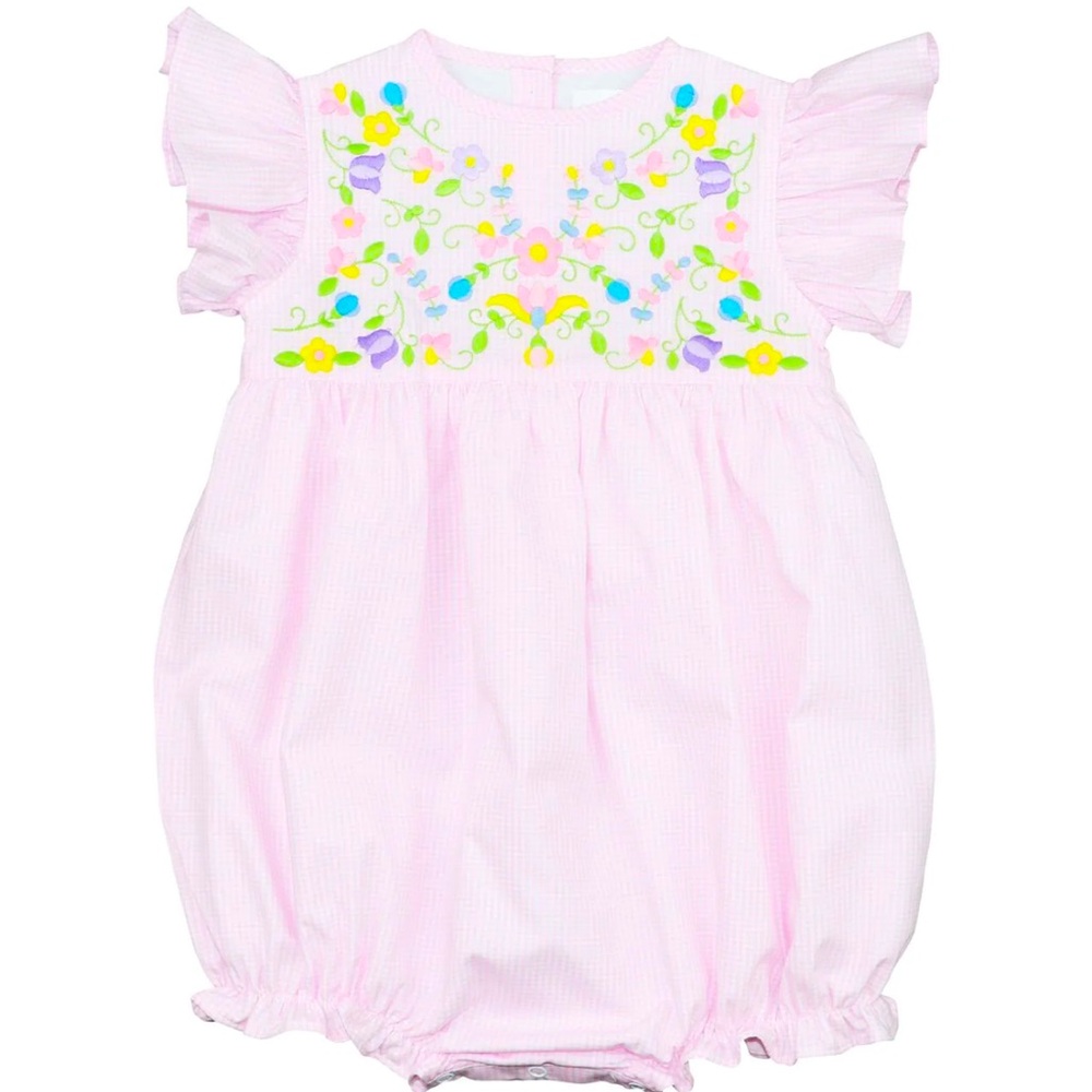 Pink Embroidered Baby Romper